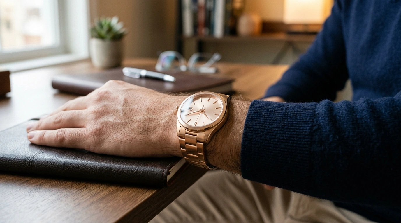 Rose Gold Automatic Men’s Watch: 40mm Sapphire Steel